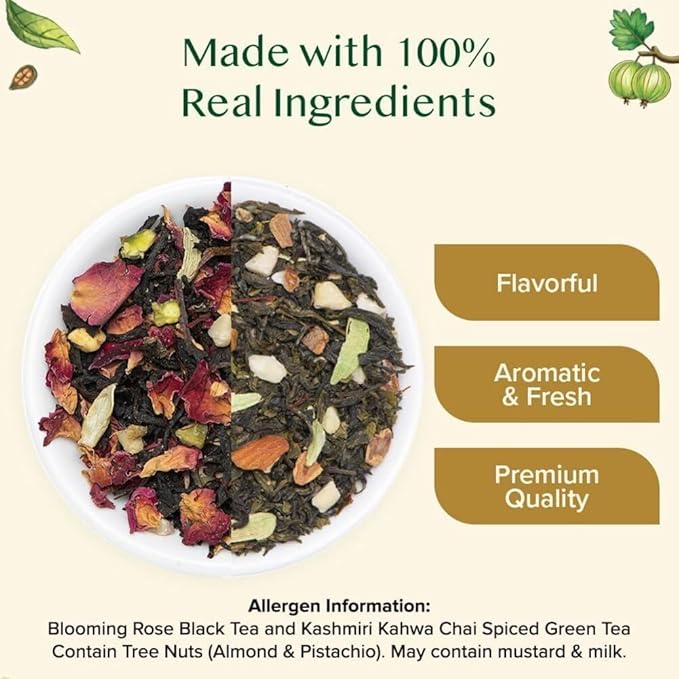 VAHDAM, World Top 20 Tea Sampler - Black, Green, Chai, Herbal Tea & More | Assorted Loose Leaf Tea Gift Set Variety Pack | Valentines Day Gifts for Him & Her
