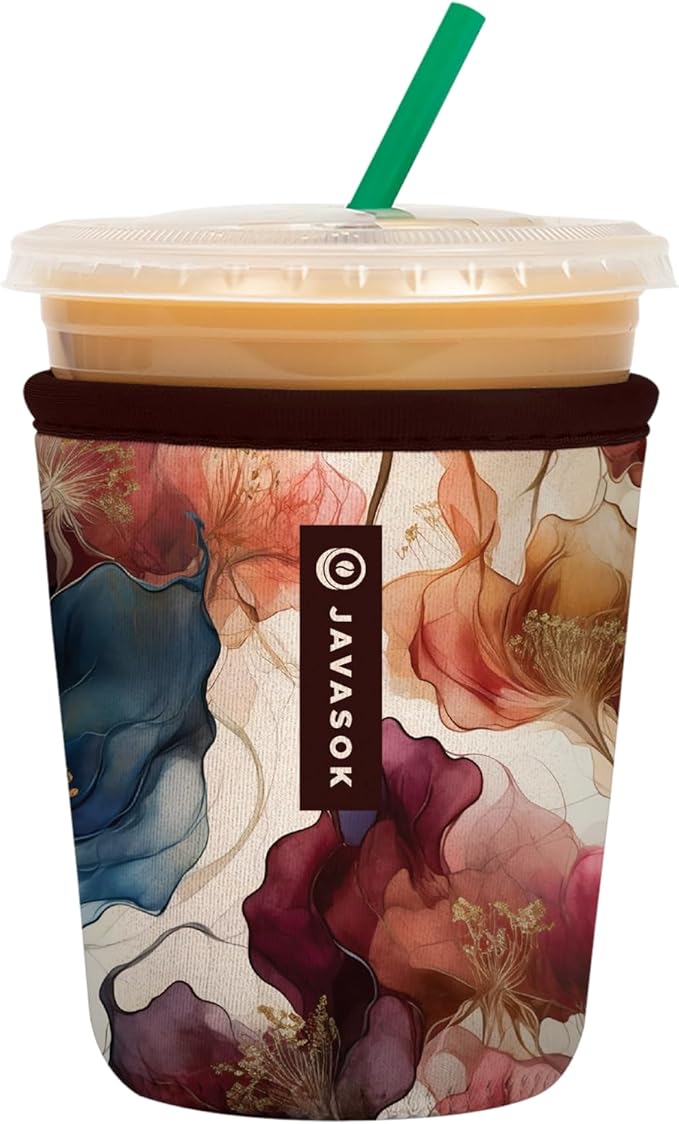 Sok It JavaSok Iced Coffee & Cold Soda Insulated Neoprene Cup Sleeve (Watercolor Whisper, Small: 16-20oz)
