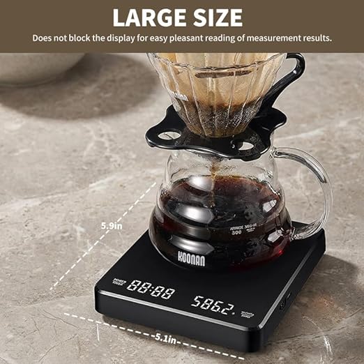 Coffee Scale with Timer 3kg/0.1g, High Accuracy Digital Kitchen Food Scale, USB-C Rechargeable Espresso Scale with Silicone Mat, Auto Timer & Auto Tare for Pour Over & Espresso Coffee (Black)
