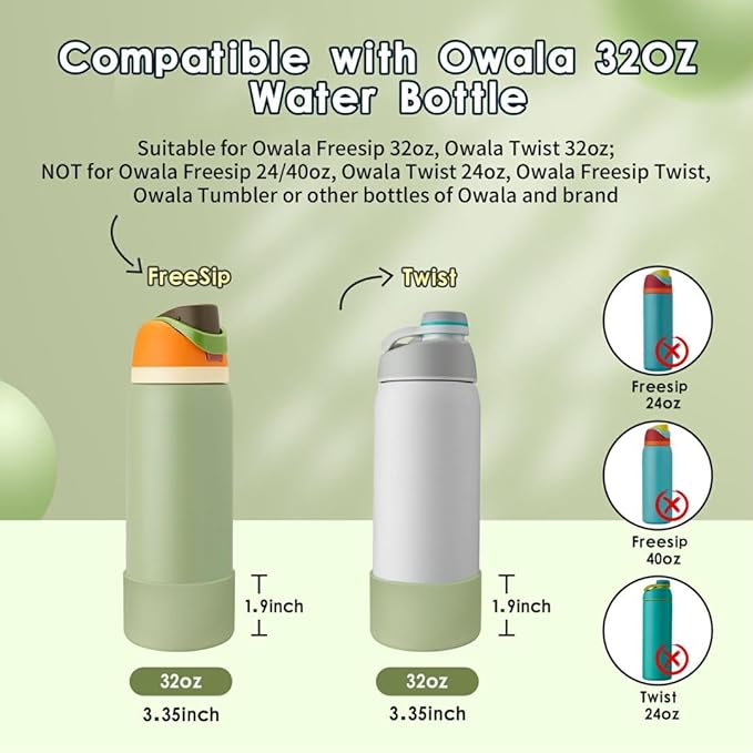 2PCS Silicone Water Bottle Boot, Compatible with Owala 24oz 32oz 40oz, Protective Anti-Scratch & Anti-Dent No Noise Sleeve Cover for FreeSip/Twist/Flip Water Bottles (Camo Cool, 32oz)