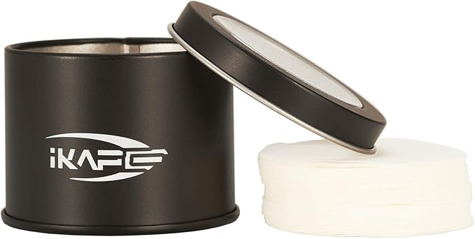 IKAPE 51mm Espresso Filters (200pc), Coffee Puck Screen Compatible with 51mm Portafilters - Ultra Thin Replacement Filters, Premium Metal Storage Case