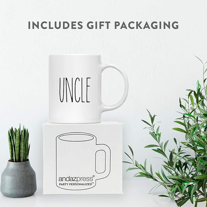Andaz Press Simple Rustic Farmhouse Kitchen Decor 11oz. Ceramic Coffee Tea Mug Gift, Uncle, 1-Pack, Birthday Christmas Gift Ideas for Family, Friends