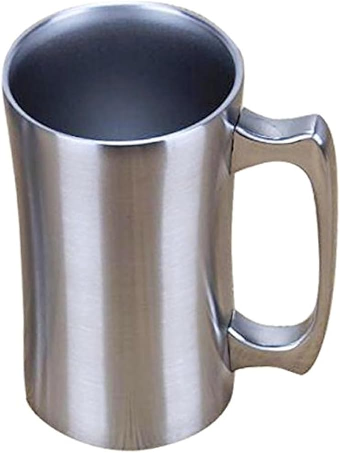 Insulated Cup, Stainless Steel Coffee Mug, 20 oz Coffee Mug, (560 ml), Double Wall Beer Stein, Tumbler with Handle, Insulated Beer Mug with Lid