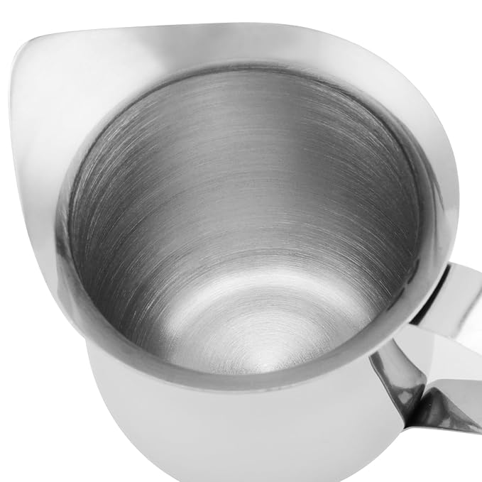 KEILEOHO 16 Pieces 3oz Mini Stainless Steel Pitcher, Stainless Steel Bell Creamer, Bell Shaped Creamer with Handle, Small Metal Pitcher for Serving Cream, Milk, Coffee
