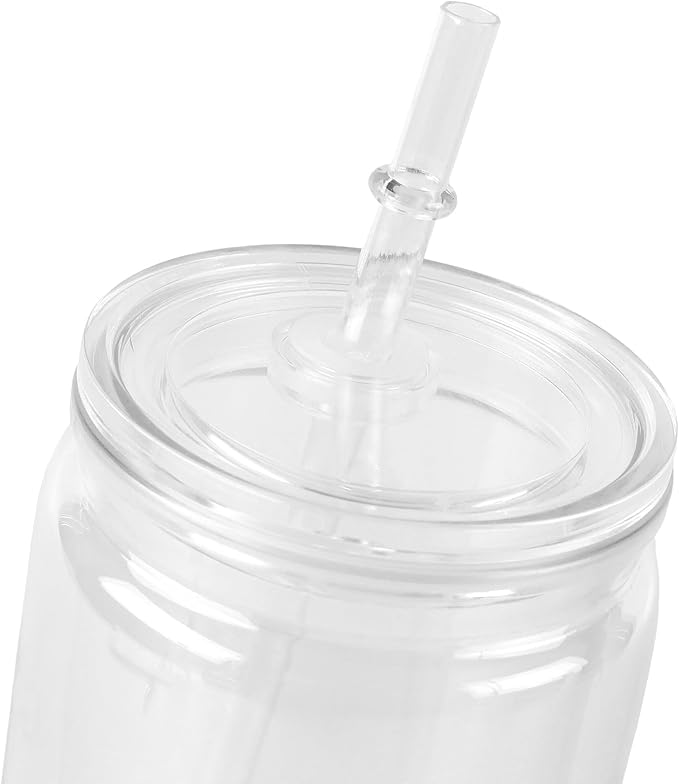 SEUNMUK 10 Pack 16 oz Snow Globe Cups, Pre Drilled Double Wall Cup with Rubber Stopper Plastic Lid and Straws, Clear Snowglobe Cups for Snow Globe Glitter DIY