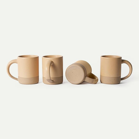 MORA Medium Mugs Set of 4, 16oz Ceramic Pottery Latte Mugs/Coffee Cups - Microwave and Dishwasher Safe - Merrigold