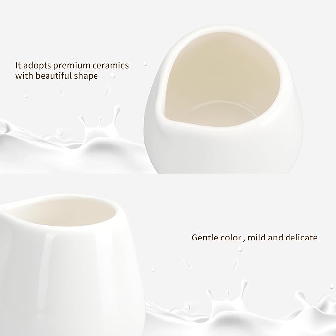 12PCS Mini Ceramic Creamer, 3 OZ Small Porcelain Creamer Pitcher, Small Syrup Pitcher, Coffee Creamer Pitcher, Creamer Dispenser, White Ceramic Pitcher for Coffee Tea Milk Sauce