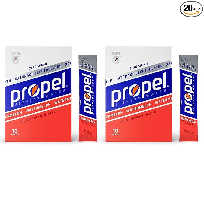 Propel Powder Packets, Watermelon With Electrolytes, Vitamins and No Sugar, 20 Count (Pack of 2) - in GARIZZE Box