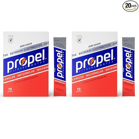 Propel Powder Packets, Watermelon With Electrolytes, Vitamins and No Sugar, 20 Count (Pack of 2) - in GARIZZE Box