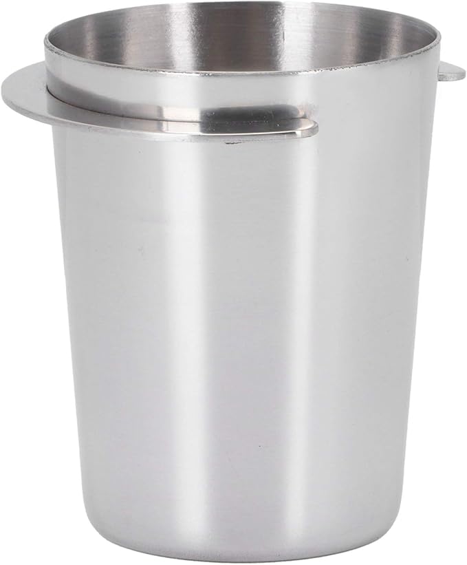 Fdit Stainless Steel Dosing Cup, 51mm Coffee Powder Feeder Mug for Espresso Machine Silver Coffee Dosing Cup for Home Coffee Shop Use
