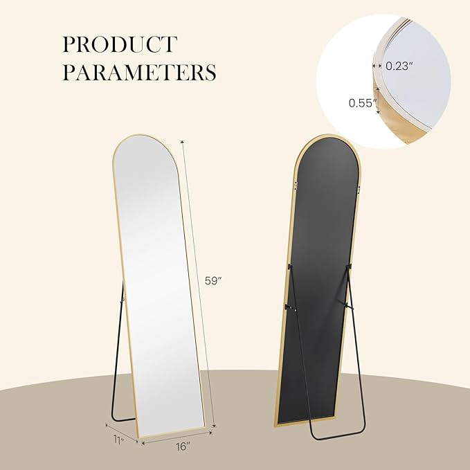 NEWBULIG Full Length Mirror, Upgraded Body Wall Mirrors with Shatter-Proof Glass, Floor Standing Mirror, Home Wall Decor