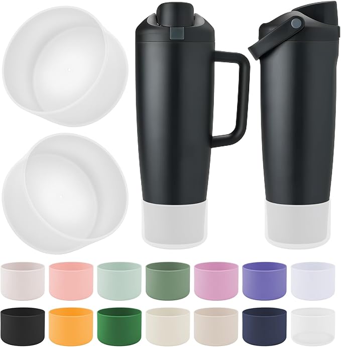 2PCS Silicone Boot Compatible with Owala 30oz & 40oz FreeSip Sway Bottles & Tumblers, Protective Anti-Slip Bottom Cover Sleeve for Freesip Sway Tumbler