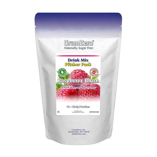GramZero Raspberry Blush, Sugar Free Drink Mix, Pitcher Pack, Great For Nutrition Club Loaded Tea, Zero Calorie, Stevia Sweetened