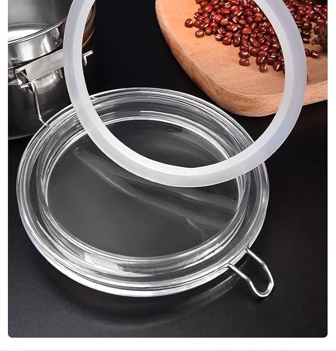 Coffee Canister Airtight, Stainless Steel Container Vacuum Sealed Food Storage Containers for Rice Grain Cereal Oatmeal Beans Handles Lid Flour Bean Tea Sugar Cookie (m)