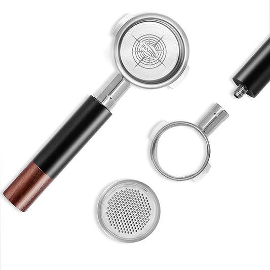 IKAPE 58mm Bottomless Naked Portafilter, Black - Compatible with E61,Rocket,Sanremo,Slayer,Flair 58,ECM,etc.Espresso Machines(20g Basket Included)