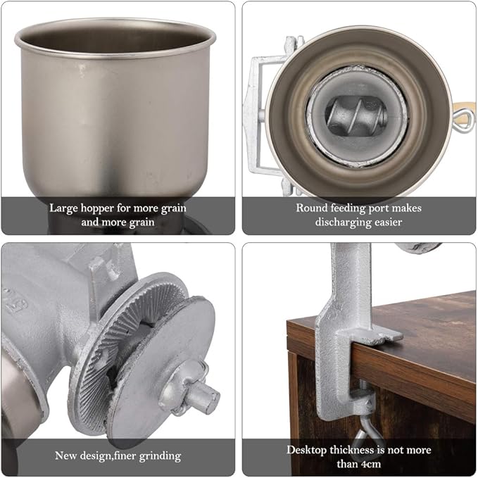 Manual Grain Grinder, Hand Cranking Small Grain Mill, Manual Grinder For Corn, Rice, Soybeans, Pepper, Chickpeas, Cast Iron Wheat Grinder For Domestic Use