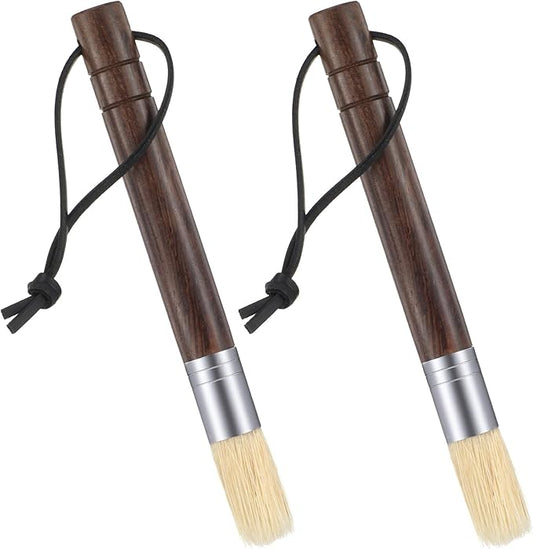 MBAIYO 2 Pack Coffee Grinder Cleaning Brush, Espresso Machine Cleaning Brush with Wood Handle, Barista Tools Coffee Grinder Cleaner Bar Accessories with PU Hanging Loop