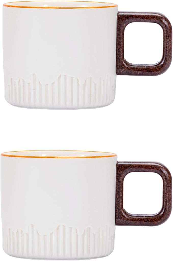Zurucily Espresso Cups Set of 2, 2 oz Ceramic Espresso Cups, Demitasse Cups for Tea or Coffee (White)