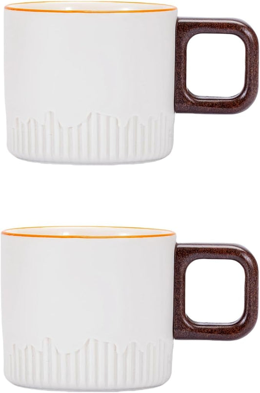 Zurucily Espresso Cups Set of 2, 2 oz Ceramic Espresso Cups, Demitasse Cups for Tea or Coffee (White)