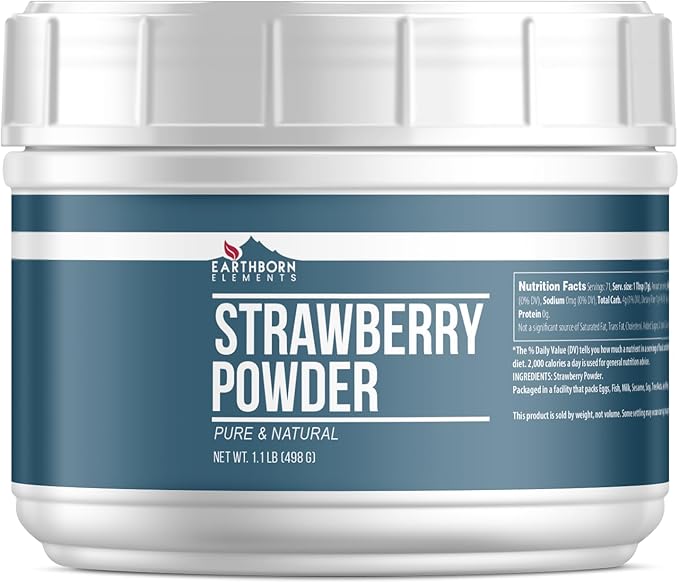 Earthborn Elements Strawberry Powder 1.1 lb, Pure & Natural, Smoothies & Shakes