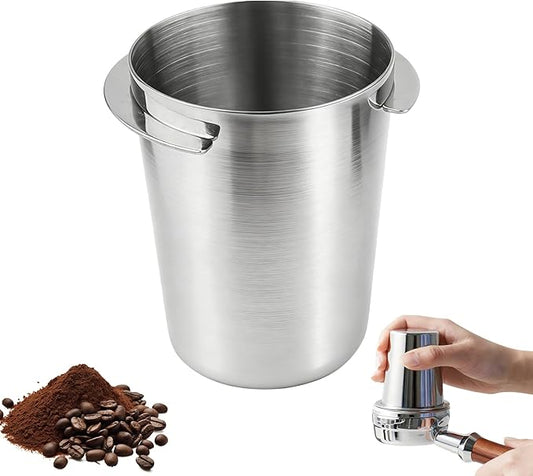 54mm Espresso Dosing Cup,Stainless Steel Coffee Powder Dispenser,Coffee Dosing Cup Universal Fits 58mm Portafilters Accessories(Brushed Silver)