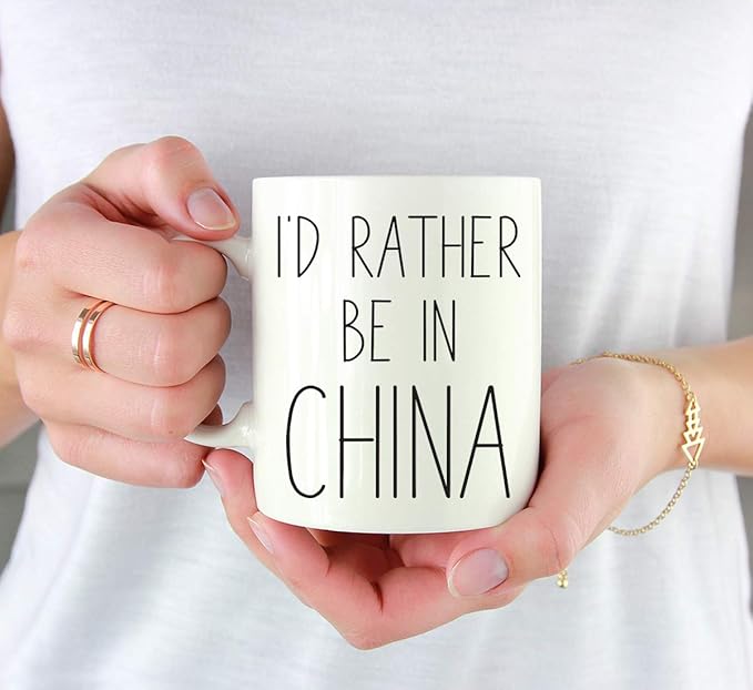 Andaz Press World Country Adventure 11oz. Coffee Mug Gift, I'd Rather Be in China, 1-Pack, Summer Vacation Long Distance College Going Away Study Abroad Birthday Christmas Gifts