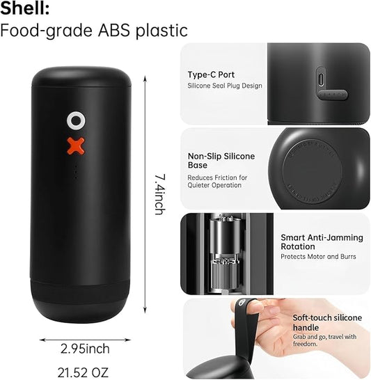 Nuttii Electric Conical Burr Coffee Grinder – 20 Grind Settings, Portable & Quiet, Matte Black