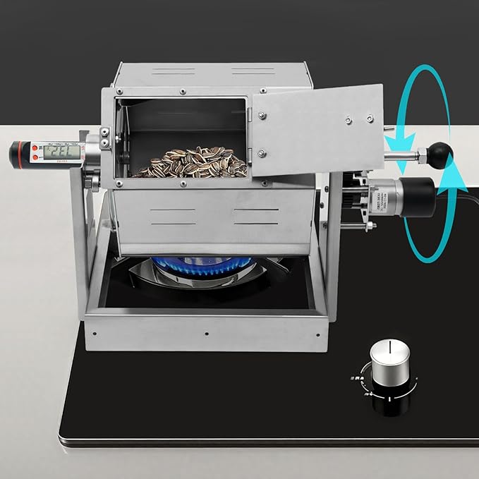 Coffee Bean Roaster, Coffee Roaster Machine for Home Use, Peanut Roasters Gas Burner Drum Type, 0.66-2.65 lb Capacity, Stainless Steel for Homes and Commercial