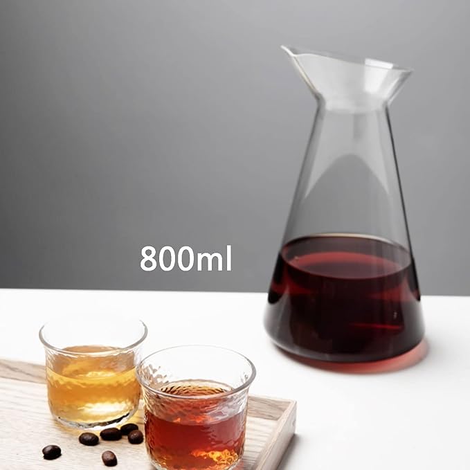 Iced Coffee Maker, Cold Brew Drip Tower, 800ml Glass Coffee Pot, with Stainless Steel Stand, Adjustable Speed Dripper, Hand-Flushed Dripper Coffee, Makes 6-8 Cups Coffee