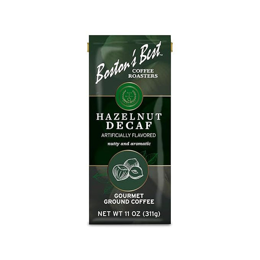Boston’s Best Coffee - Hazelnut Decaf Gourmet Delicious Medium Roast Nutty Premium Ground Coffee, 11 oz. / 311 g Coffee Bag