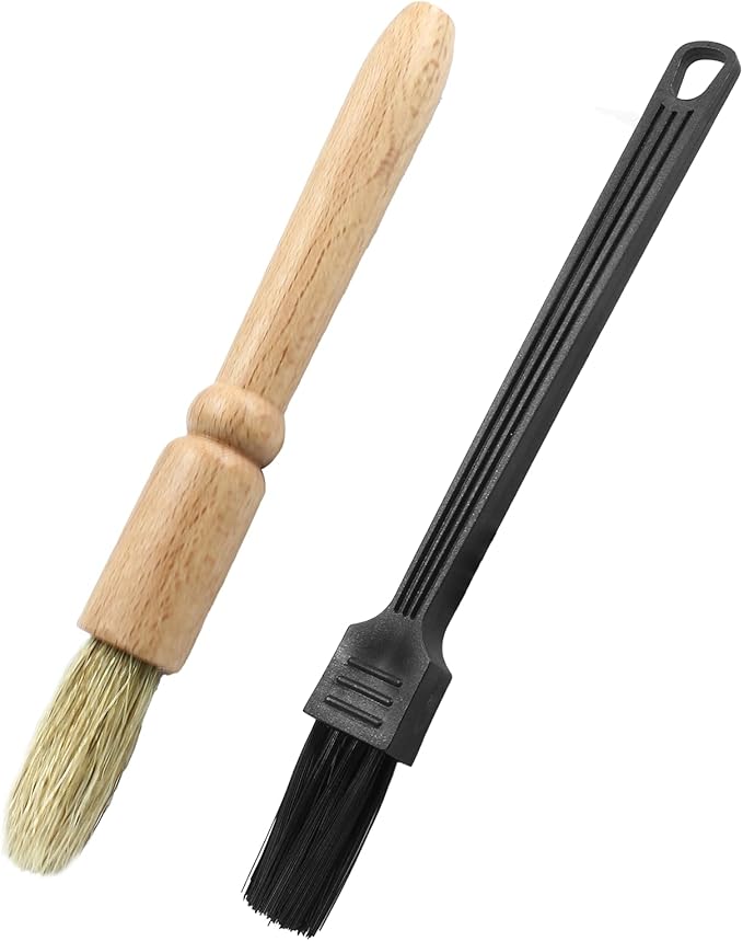 Coffee Grinder & Espresso Machine Cleaning Brush Set | Wood Handle + Nylon | 2 Pack | Barista Brush