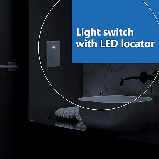 LIDER Minimalist Design Matte Finish Lighted Triple Switch with Screwless Wall Plate, Combination Frameless Decorator Switch with Locator Light, Ground Terminal Single Pole, 15A 120V, UL Listed, White
