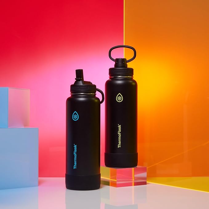 ThermoFlask 40 oz Double Wall Vacuum Insulated Stainless Steel Water Bottle with Spout Lid, Shadow Glow