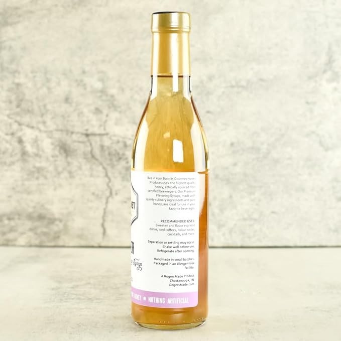 Bee in Your Bonnet Premium Flavoring Syrup - Lavender Syrup Made w/Real Honey & Natural Ingredients - Perfect for Coffee Flavoring, Cocktails & Drinks - Lavender Flavoring - 355ml / 12 Ounce Bottle