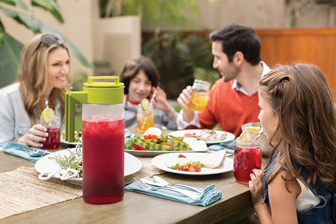 Takeya Flash Chill Iced Tea Maker - Versatile Tea Brewer for Loose/Bagged Tea - Patented Flash Chill Tech Hot/Cold Use BPA-Free Tritan Dishwasher Safe - Airtight Lid Made in USA - 2 Quart/Avocado