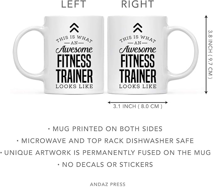 Andaz Press 11oz. Ceramic Coffee Tea Mug Thank You Gift, This is What an Awesome Fitness Trainer Looks Like, 1-Pack, Birthday Christmas Gift Ideas Coworker Him Her, Includes Gift Box