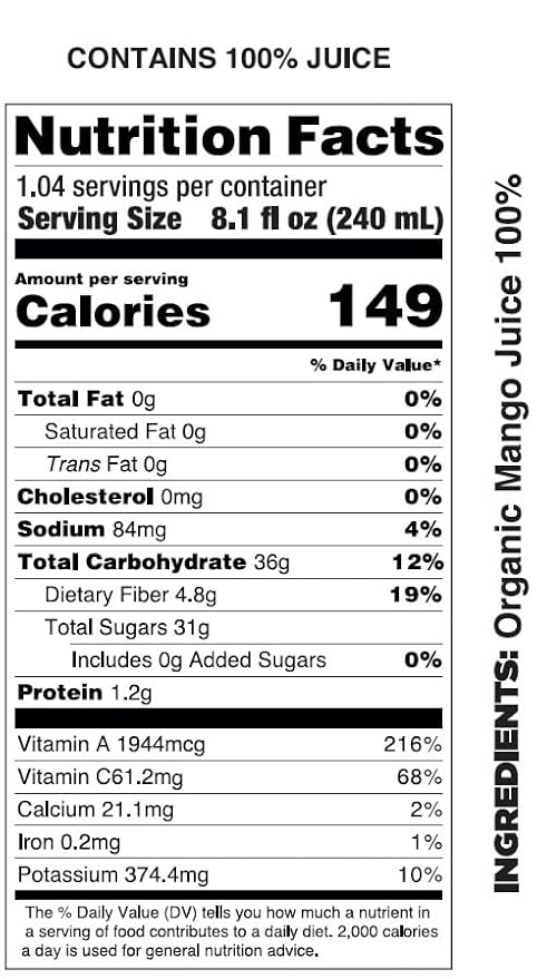 Pomona Organic Juices Pure Mango Juice, 8.4 Ounce Bottle (Pack of 12), Cold Pressed Organic Juice, Non-GMO, No Sugar Added, Not from Concentrate, Gluten Free, Kosher Certified, Preservative Free