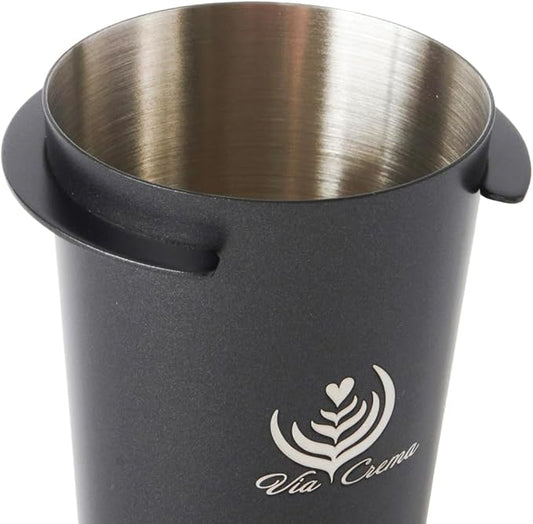 VIA CREMA Coffee Dosing Cup 51mm Espresso Measuring Cup Portafilter Holder in Stainless Steel Coffee Dispenser