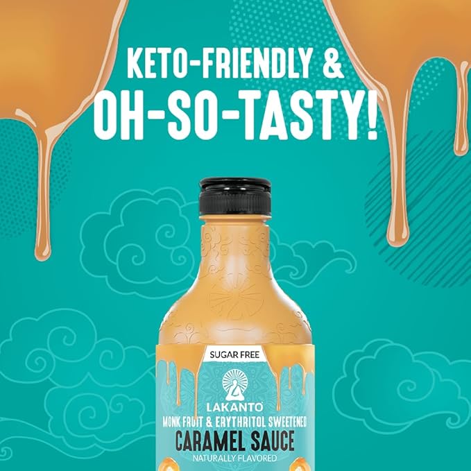 Lakanto Sugar Free Caramel Sauce - Perfect Topping for Brownies, Ice Cream, Milkshake, Smoothies, Coffee, Desserts, Monk Fruit Sweetener with Erythritol, Low Carb, Vegan, Keto Friendly (16 Fl Oz)