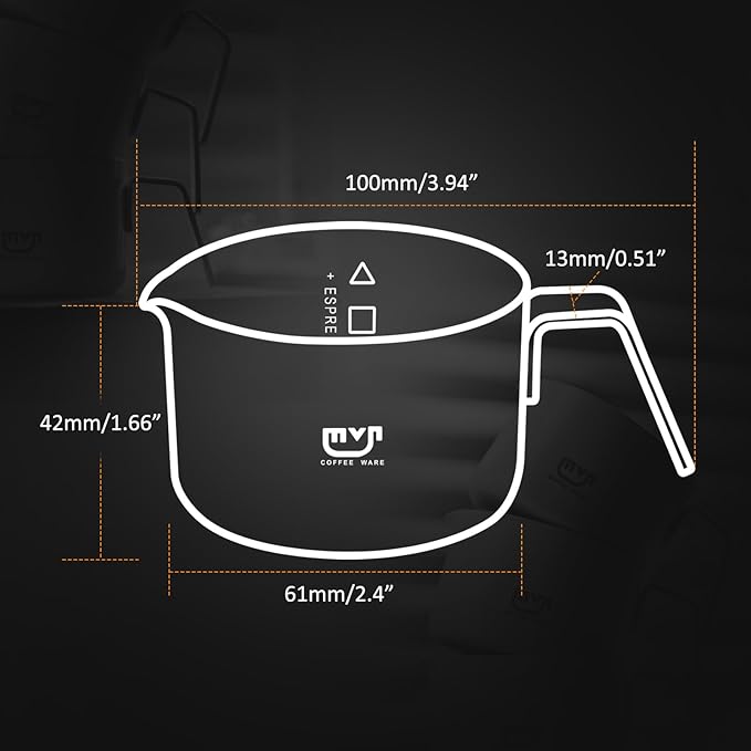 Espresso Measuring Cup with Handle – 3oz Espresso Shot Cup for Coffee Bar Accessories, 304 Stainless Steel Pouring Cups, Small Metal Coffee Cup for Home (White)