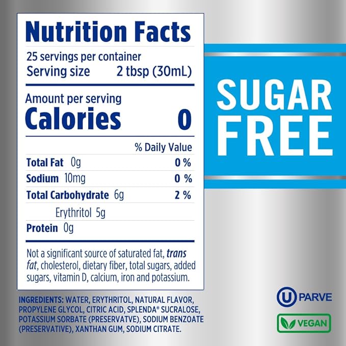 Splenda Coffee Syrup, French Vanilla, Sugar Free, Flavored Liquid Syrups for Drinks, 750 ml Bottle