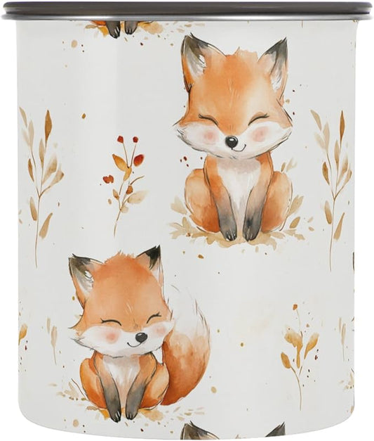 ALAZA Cute Fox Watercolor Airtight Coffee Bean Canister 500ml Food Storage Containers with Lids For Gournd, Tea, Sugar, Flour, Rice, Cereal, Candy Cookie Jar