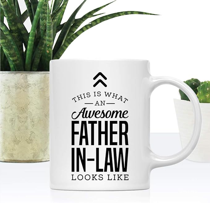 Andaz Press 11oz. Ceramic Coffee Tea Mug Thank You Gift, This is What an Awesome Father-in-Law Looks Like, 1-Pack, Birthday Christmas Gift Ideas Coworker Him Her, Includes Gift Box