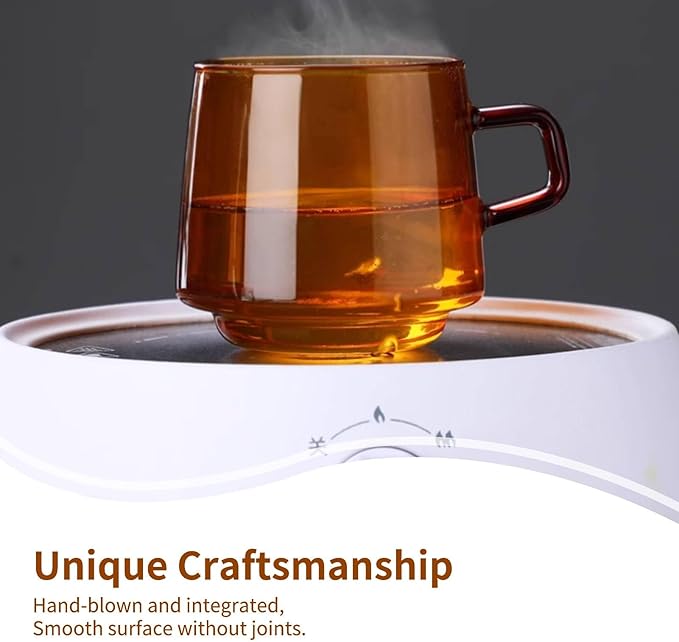 Glass Coffee Mugs, Wide Mouth Mocha Hot Beverage Mugs Clear Espresso Cups Drinking Glass with Handle for Latte, Cappuccino, Hot Chocolate, Tea and Juice(Brown)