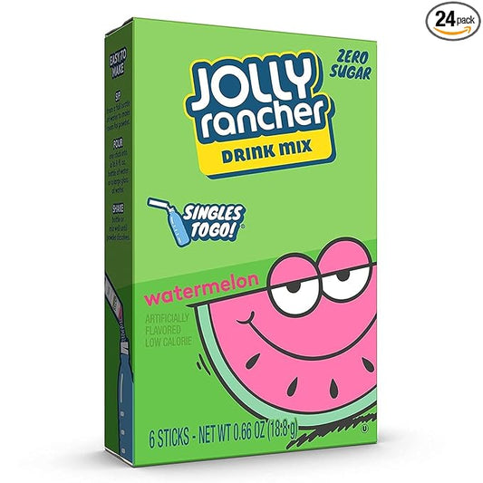 Jolly Rancher Watermelon Singles To Go Drink Mix, 6 CT (Pack of 24)