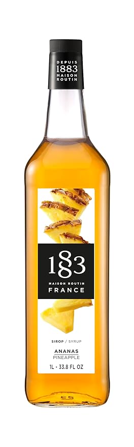 1883 Pineapple Syrup for Drinks, Made in France, 1 Liter Glass Bottle