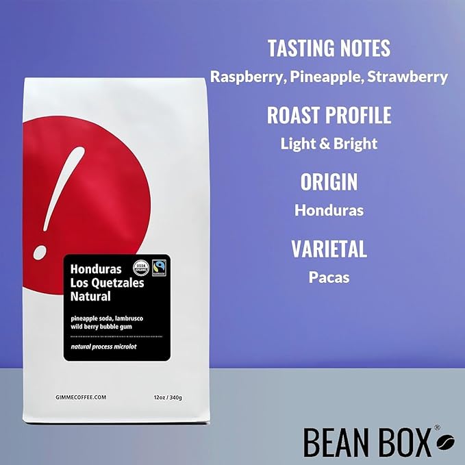 Honduras Los Quetzales Natural - Certified Fairtrade, Organic - Roasted by Gimme! Coffee - Whole Bean Coffee - 2 Pound Bag