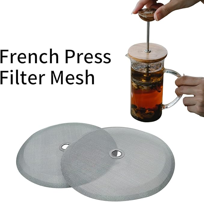 4 Pcs French Press Replacement Filter Screen, 4 Inch Reusable 304 Stainless Steel Mesh Filter for Bodum French Press Coffee Makers