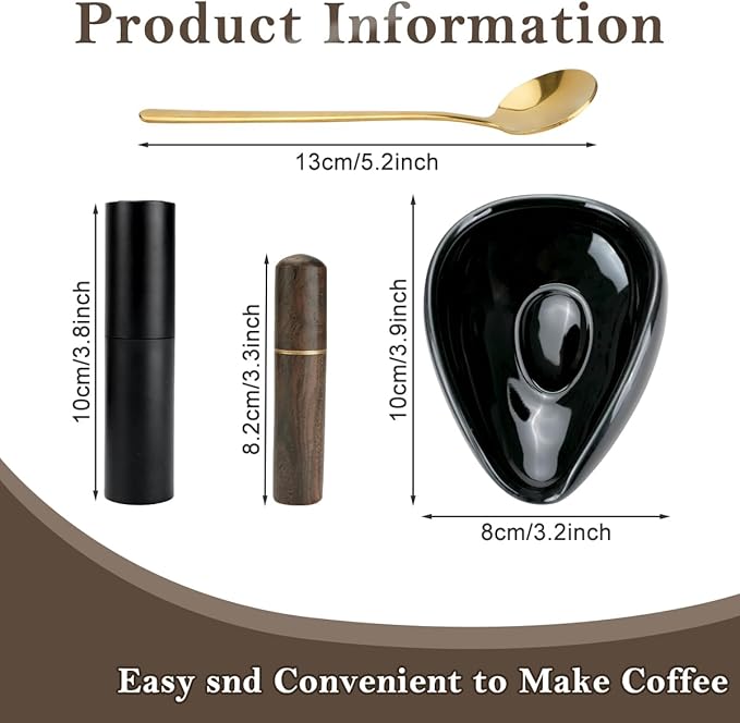4Pcs Coffee Bean Dosing Cup and Spray Bottle Kit For Espresso, Espresso Coffee Stirrer and Spoon Set, Ceramic Dosing Vessel Tray/Single Dose Measuring Tray Coffee Bar Accessories for Coffee Lover