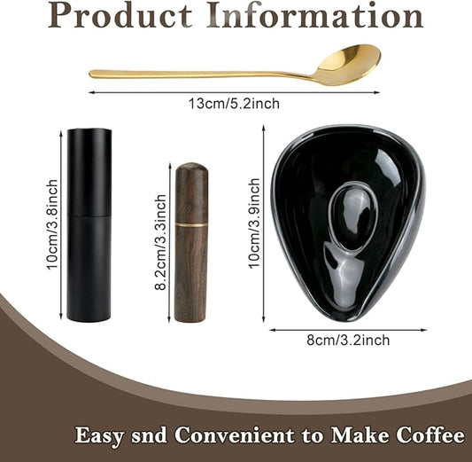 4Pcs Coffee Bean Dosing Cup and Spray Bottle Kit For Espresso, Espresso Coffee Stirrer and Spoon Set, Ceramic Dosing Vessel Tray/Single Dose Measuring Tray Coffee Bar Accessories for Coffee Lover